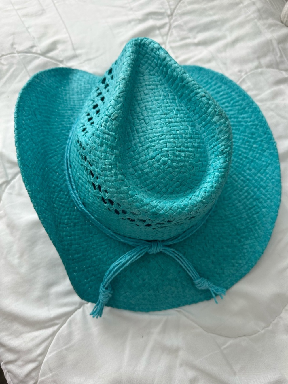 Straw Cowboy Hat - Blue